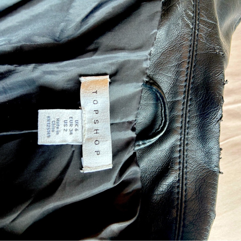 top shop leather jacket size 2 - Picture 2 of 3
